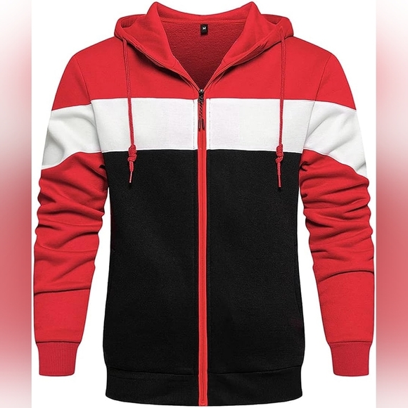 New Men's Full Zip Drawstring Hooded Sweater Multiple Sizes - Picture 1 of 4